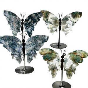 Nuevas llegadas: Figura de mariposa tallada en piedra preciosa con base de cristal de cuarzo para decoración del hogar, arte coleccionable. - Product Image 3