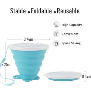 Vente en gros de tasses à café pliables en silicone réutilisables sans BPA, portables, pour le sport et les voyages, gobelets pliables, bouteilles d'eau pliables, tasses à thé - Product Image 2