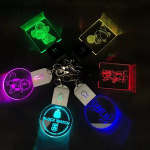 Vente en gros de porte-clés lumineux en plastique acrylique LED personnalisés, dessin animé, lumière nocturne, impression UV, design personnalisé, utilisation promotionnelle - Product Image 1