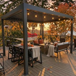 Gazebo de plage en aluminium avec éclairage LED - Structure extérieure durable, imperméable, résistante au vent, anti-UV, écologique, résistante aux rongeurs et à la décomposition - Product Image 3