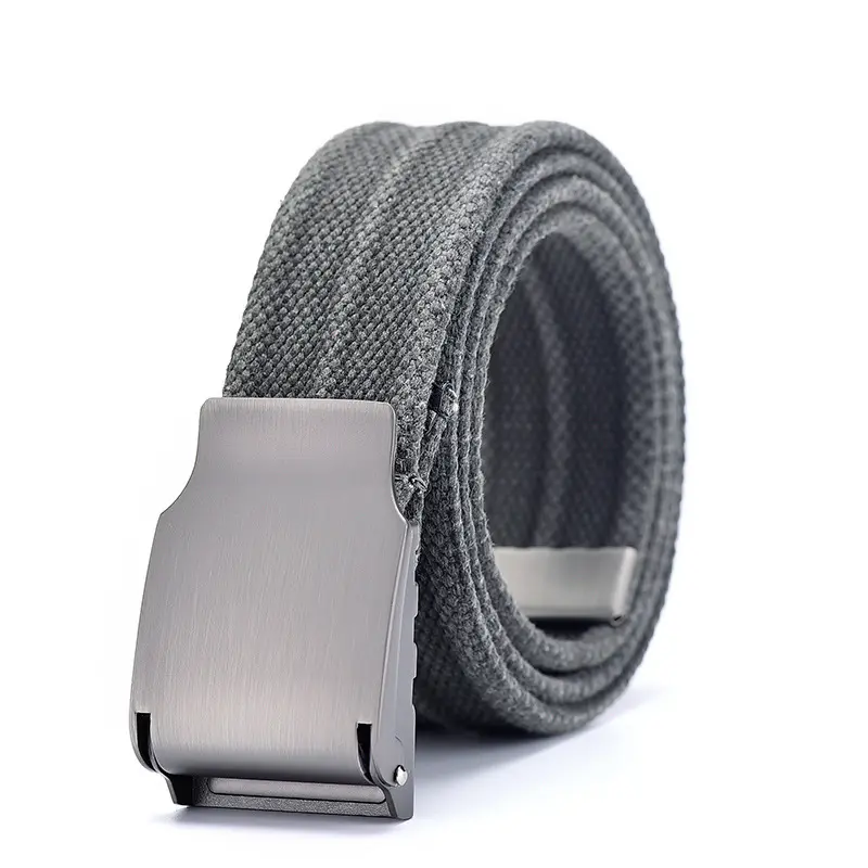 High Quality Casual Durable Men Snap Buckle Cotton Belt Adjustable Youth Alloy Buckle Men's Woven Belt for Pants