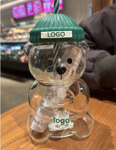 Mug à café en verre avec logo personnalisé en gros - <span class=keywords><strong>Tasse</strong></span> à paille en verre <span class=keywords><strong>Barista</strong></span> Bearista avec couvercle et paille pour café/boissons - Product Image 3