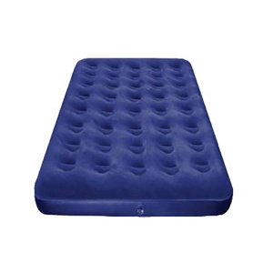 Materasso Gonfiabile Rialzato Blu Navy Floccato, Letto ad Aria Gonfiabile Singolo, Matrimoniale, Queen Size - Product Image 2