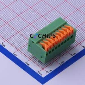 KF141R-2.54-9P Spring Terminal Block Bent Lead Through Hole,P=2.54mm Connector 2.54mm 9P 9 2A - Product Image 1