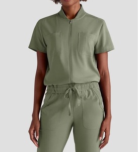 <span class=keywords><strong>Divisa</strong></span> <span class=keywords><strong>Ospedaliera</strong></span> per Donne, Tessuto Morbido e Flessibile, Design Moderno con Zip, Pantaloni a Gamba Larga, Facile Movimento per Centri Estetici - Product Image 2