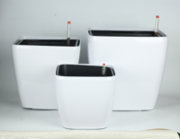 Ensemble de 3 pots à plantes en plastique auto-arrosants avec indicateur de niveau d'eau, finition laquée, pot carré conique brillant pour la maison et le jardin
