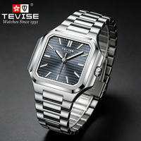 Montre mécanique automatique pour homme TEVISE avec logo personnalisé, montre de luxe pour homme, étanche, en acier inoxydable