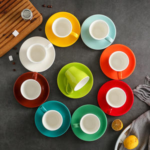 Juego de Tazas y Platos de Cerámica con Logotipo Personalizado RG, Tazas Coloridas para Capuchino y Espresso, Regalo Promocional para Hoteles, Cafeterías y Empresas, 350 ml - Product Image 3