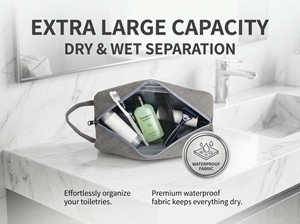Sac de toilette imperméable en nylon haut de gamme pour hommes, voyage, double couche, grande capacité, sac de rangement pour articles de toilette pour hommes - Product Image 5