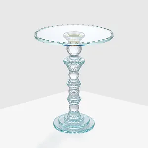 Modern basit stil temizle yuvarlak kristal sehpa ev mobilya kristal cam çay masası düğün süslemeleri için