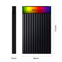 Casing Hard Disk Eksternal SHUOLE untuk SATA 2.5 Inch ke USB 3.1 dengan RGB untuk HDD SSD SATA III 9.5mm 7mm
