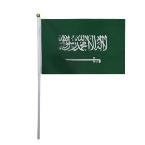 Goedkope Saudi-Arabië 14*21 Cm Handzwaaiende Vlag Voor Fans Zwaaiende Vlag