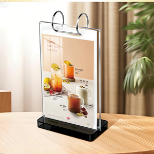 Support de signalisation en acrylique transparent en forme de T A4, double face, avec base, design haut de gamme poli pour comptoir de réception de bureau - Product Image 1