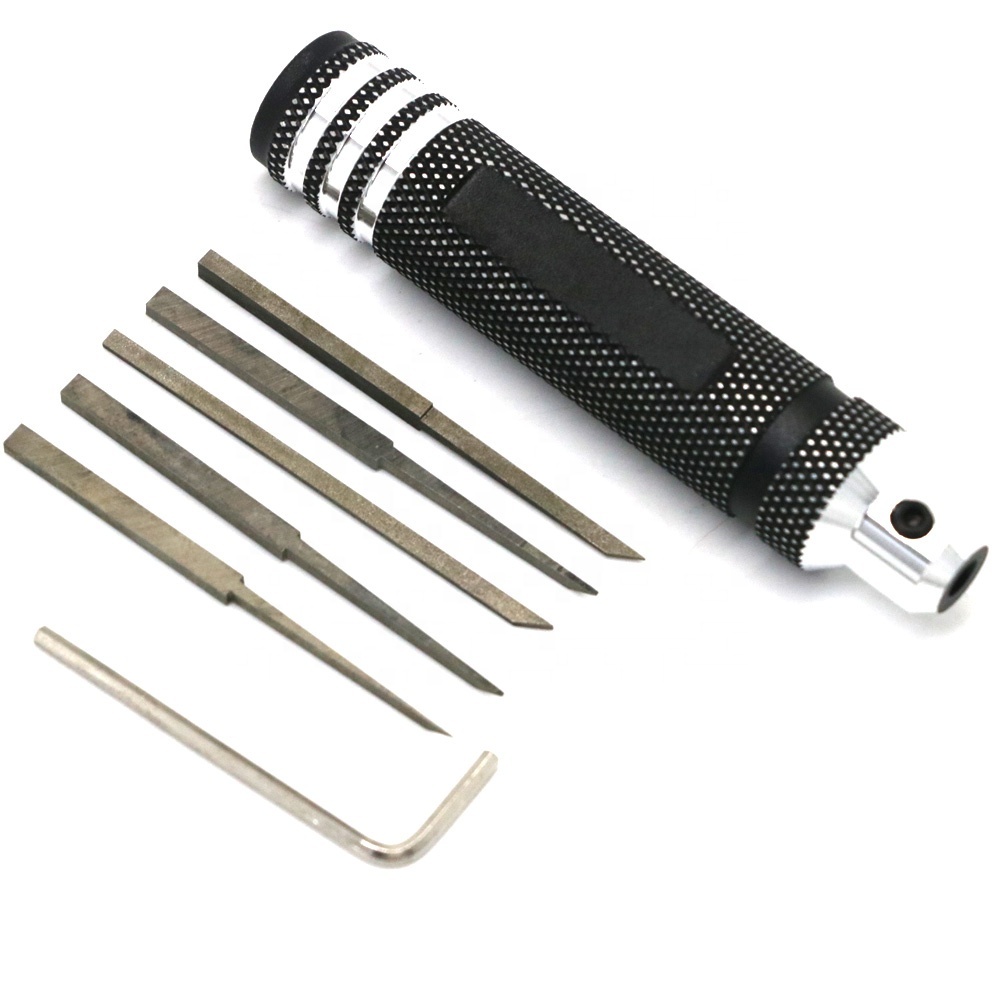 Yaohappy Panneau modèle 7 en 1 Scribe Line Résine sculptée Outil de coupe Hobby Modèle Ciseau 7 lames 0,1/0,2/0,4/0,6/0,8/1,0/2,0 mm