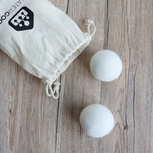 Bolas secas orgánicas de lana natural duraderas ecológicas reutilizables de moda con bolsa de algodón 3 + Count 40g Reduce el tiempo de secado - Product Image 4
