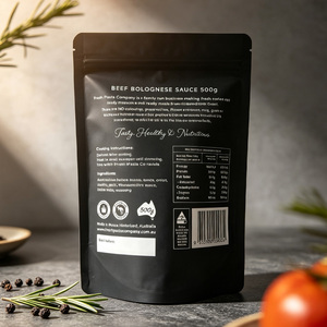 Bolsa de Embalaje Personalizada con Logotipo, Negra Mate, con Cierre Hermético, Resistente a la Humedad, para 500g de Salsas y Condimentos - Product Image 3