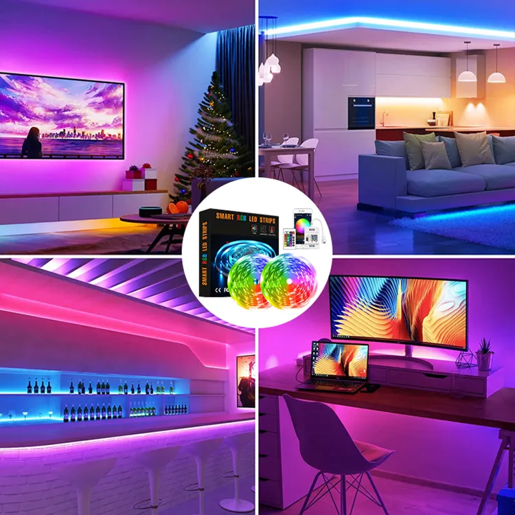 Remote Control Indoor Decoration SMD5050 12V 24V Adhesive Tape RGB Led Christmas Tree Strip Light