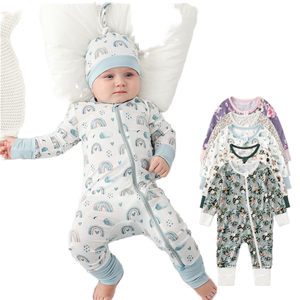 Pyjama unisexe en bambou et élasthanne pour bébé, barboteuse à fermeture éclair sur le devant, combinaison respirante pour nourrisson - Product Image 2