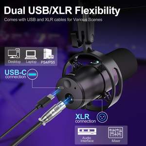 ไมโครโฟนคอนเดนเซอร์แบบคาร์ดิออยด์ WM8 ยอดนิยม พร้อมขั้วต่อ XLR และ USB-A โครงสร้างโลหะ พร้อมชุดกันกระแทก สำหรับใช้งานกับคอมพิวเตอร์ - Product Image 4