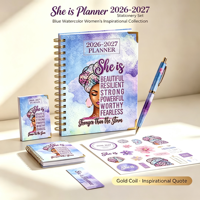 Agenda personnalisé 2026-2027 à spirale en PP/PVC, couverture rigide avec estampage à chaud, feuilles mobiles, journal mensuel et hebdomadaire, impression exquise