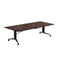 Table de conférence pliante extra-large Mekia modèle 020, style professionnel, élégante, mobile, longue, design moderne minimaliste, PVC, bureau