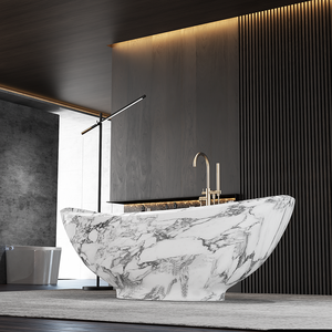 Baignoire en acrylique <span class=keywords><strong>de</strong></span> luxe pour <span class=keywords><strong>bain</strong></span> profond en intérieur, pierre artificielle, grande salle <span class=keywords><strong>de</strong></span> <span class=keywords><strong>bain</strong></span>, douche, baignoire autoportante surdimensionnée pour adultes - Product Image 6