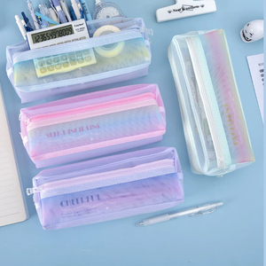 Estuche <span class=keywords><strong>de</strong></span> Lápices <span class=keywords><strong>de</strong></span> Doble Capa con Diseño <span class=keywords><strong>de</strong></span> Malla Degradada Ikeyword, Estuche <span class=keywords><strong>de</strong></span> Lápices Transparente y Elegante para Estudiantes y Cosméticos - Product Image 4
