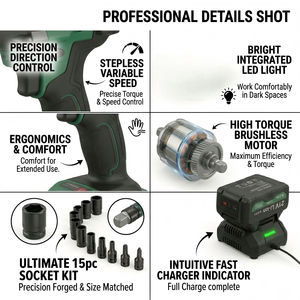 Avvitatore <span class=keywords><strong>a</strong></span> impulsi <span class=keywords><strong>a</strong></span> <span class=keywords><strong>batteria</strong></span> 21V con motore brushless, <span class=keywords><strong>batteria</strong></span> ad alta capacità, chiave elettrica e cacciaviti per progetti industriali e fai-da-te - Product Image 3