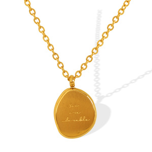 Collar con Colgante Ovalado Irregular, Chapado en Oro de 18K, Cadena de Acero de Titanio para Clavícula, Accesorio de Joyería para Mujer, Regalo - Product Image 5