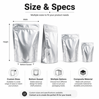 Staande zak met transparant venster, aluminiumfolie verpakking, aluminium pouch voor kauwgom, sushi, huisdierenvoer, gelei, blikvoer