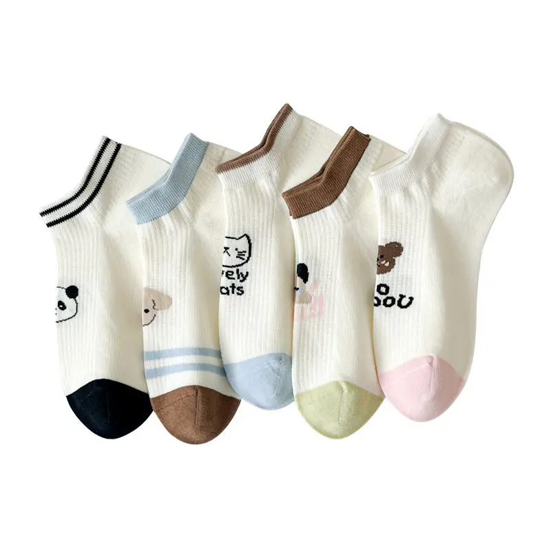 Xiangyi atmungsaktive Maschen niedliche Cartoon Tier Unsichtbare Socken Großhandel Baumwolle Sommer dünne Socken individuelles Design gestrickt für Erwachsene