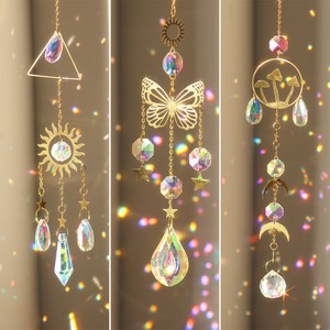 Gold Art Deco Butterfly Mushroom Glass Crystal Suncatchers Window Wind Chimes <strong>Rainbow</strong> <strong>Maker</strong> Prism Hanging Indoor Garden Decor - Product Image 2