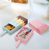 Mini-boîte cadeau en papier recyclable en forme de crème glacée, motif dessin animé, pliable, pour bonbons, bricolage, mignonnes faveurs de fête, avec pelliculage mat et gaufrage pour enfants