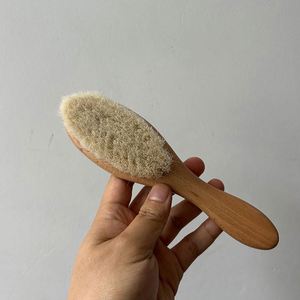 Natural Wood Handle Soft Goat Hair Bristles Brush Baby Hair Cleaning Brush - Product Image 2