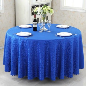 Polyester 120 inch 132 inch Trắng khách sạn nhà hàng tiệc cưới Tiệc Bàn tròn bao gồm Jacquard Damask Khăn trải bàn - Product Image 5