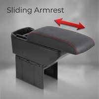 Boîte de rangement universelle pour accoudoir central de voiture de 32 cm, 5 interfaces USB, double couche, avec couvercle coulissant et base réglable