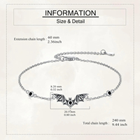 Bijoux en gros, bracelet chaîne gothique en argent 925 oxydé avec lune et chauve-souris pour cadeau d'Halloween