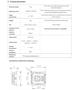 Trasmettitore Video VTX TNH in Plastica 3W-4.9G/6.1G 88CH per Droni Umani 25-3000mW Protocollo di Controllo OEM FPV <span class=keywords><strong>Mini</strong></span> Droni RC - Product Image 6