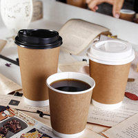 Gobelet en papier kraft écologique à double paroi imprimé de logo personnalisable jetable de 16 oz pour café eau minérale Go Flexographic