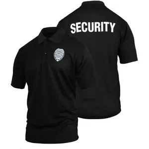 安全马球衫黑色安全马球衫安全警卫人员普通男式制服
