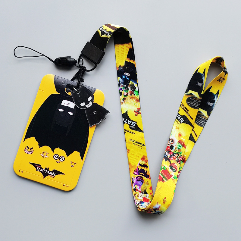 Anime Cool Cartoon Marvel Bat Man Card Case Campus Student ID Badge Plastic Card Holder Phone Neck Lanyards Custom Card Cover Image 2