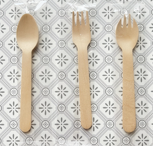 Bambus thân thiện với môi dùng một lần bằng gỗ dao kéo thiết lập phân hủy sinh học gỗ dao muỗng nĩa cho các bên cho Ice Cream và sữa chua - Product Image 2