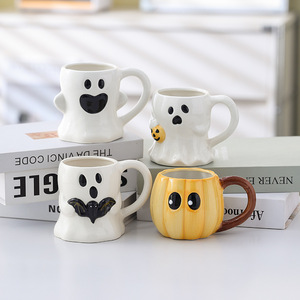 Tasse en céramique d'Halloween Tasse citrouille fantôme mignonne Tasse à café effrayante réutilisable avec couvercle Tasse inspirée de la fantaisie d'Halloween - Product Image 1