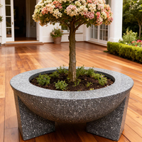 Pot de fleurs minimaliste moderne en argile de magnésium et ciment, grand et respirant, pour salon, centre commercial, extérieur, avec plantes en pot