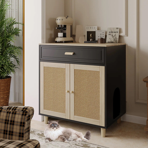 Mueble para Gatos JIAMEIJIA de Roble Claro Premium con Puerta Arqueada y Estante Amplio - Product Image 6