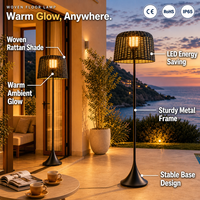 Lampe de sol en rotin d'extérieur 15W, IP65 étanche, en osier tressé, acier inoxydable, lumière LED blanc chaud 3000K, pour jardin