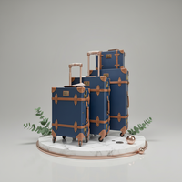 Ensemble de bagages en cuir vegan OEM ODM avec étiquette privée, logo personnalisé, valise faite à la main, cadre en aluminium, valise de voyage à roulettes