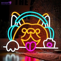 Enseigne néon LED musicale animale mignonne, néon chien avec écouteurs, décoration murale artistique pour animaux de compagnie pour chambre, bar, salle de jeux et décoration intérieure