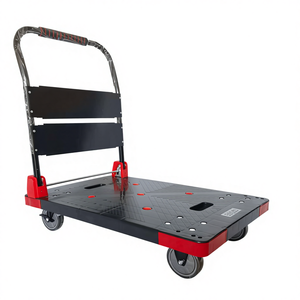 รถเข็นขนของแบบพับได้ รถเข็นแพลตฟอร์ม รถเข็นเหล็กสีเงิน-น้ำเงิน รถเข็นสแตนเลสสำหรับขนย้าย - Product Image 2