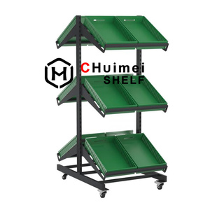 Organizza espositore in metallo macinato con cesto in plastica per frutta e verdura espositore in vendita - Product Image 2